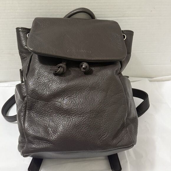 90s Pebbled Leather Liz Claiborne Backpack Purse Chocolate Brown Y2K Streetwear - Picture 1 of 14